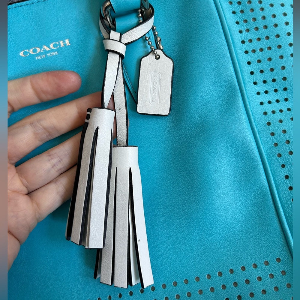 COACH Legacy Tanner perforated bright blue bag